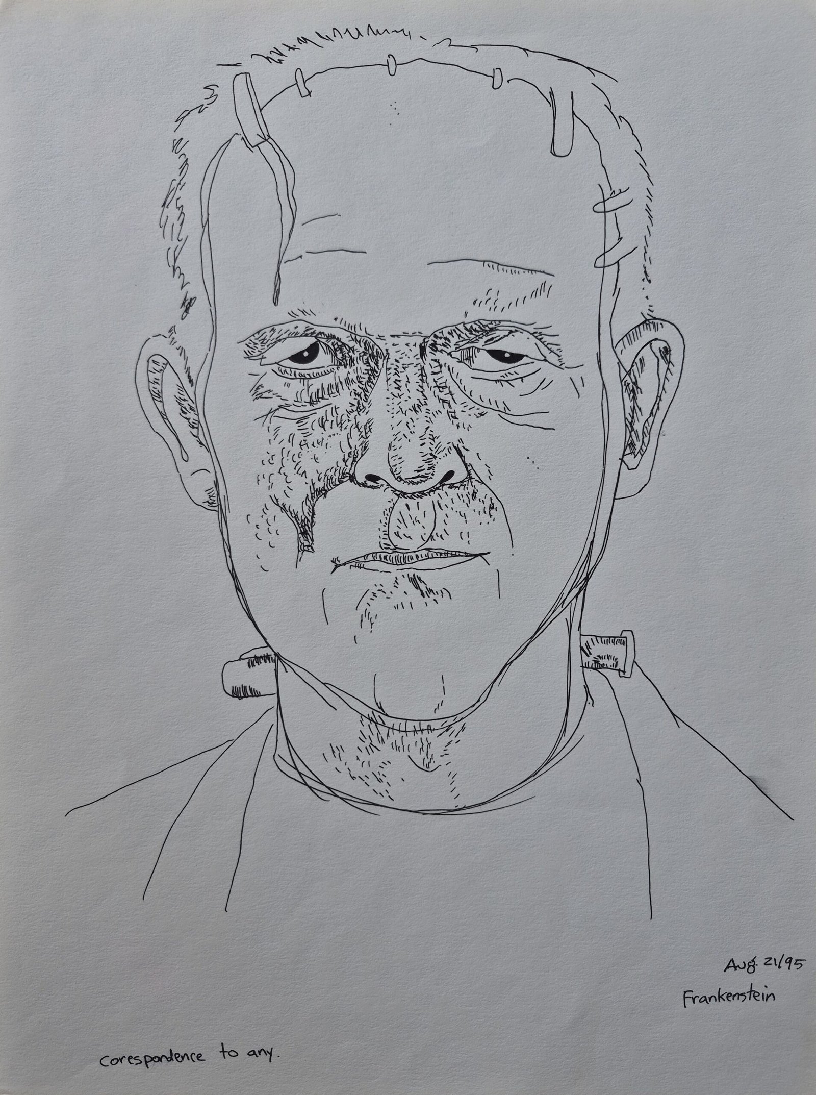Frankenstein Ink Drawing